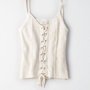 American Eagle Tops | Lace-up Sweater Tank
